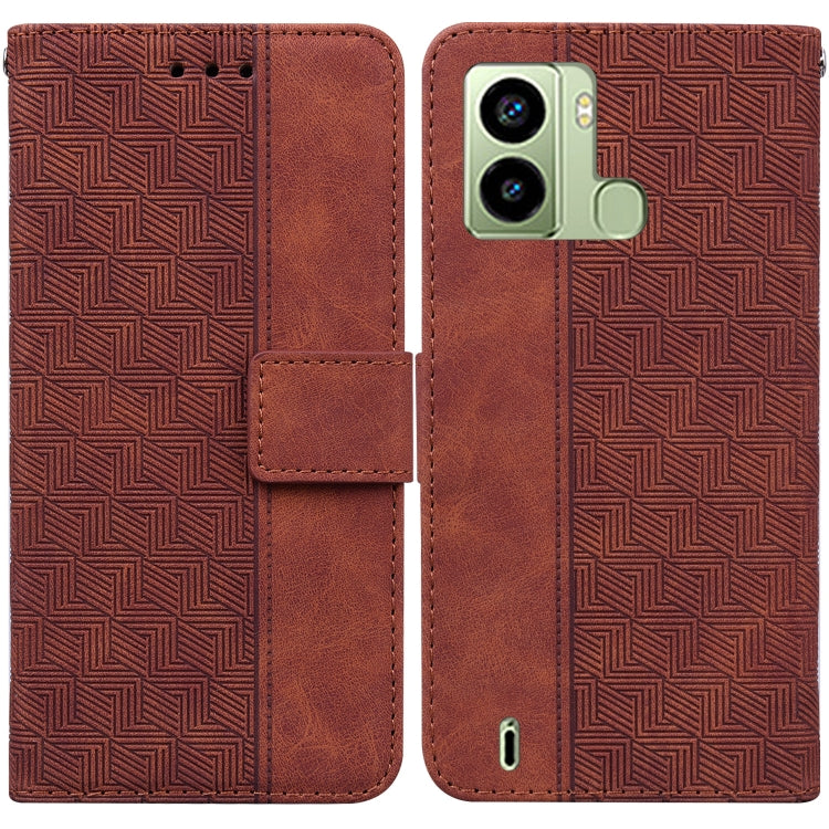 For Tecno Pop 6 Fingerprint Geometric Embossed Flip Leather Phone Case