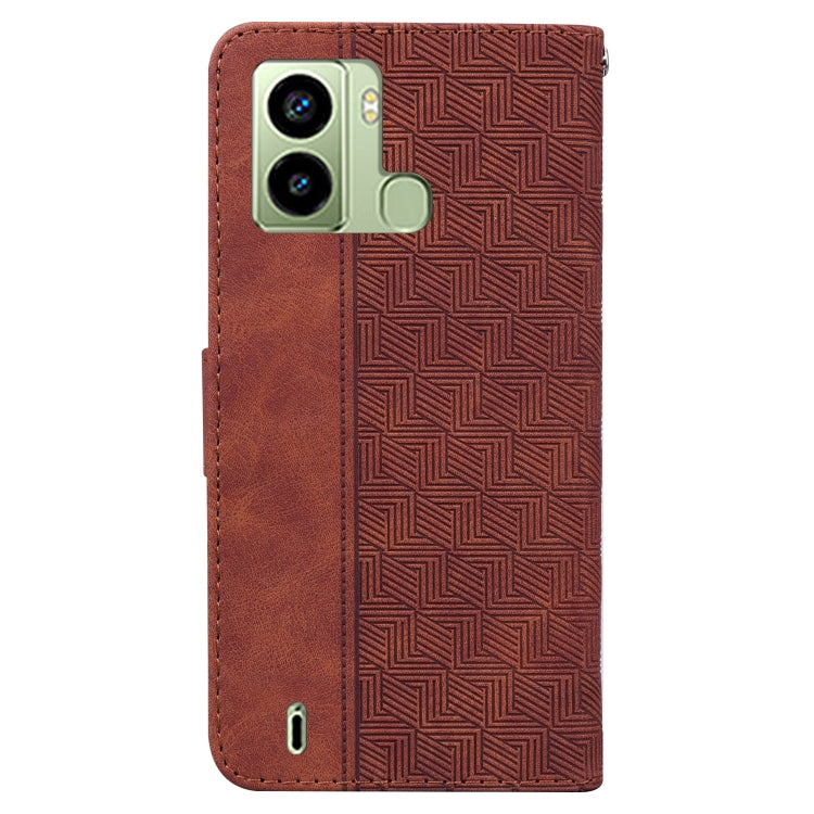 For Tecno Pop 6 Fingerprint Geometric Embossed Flip Leather Phone Case