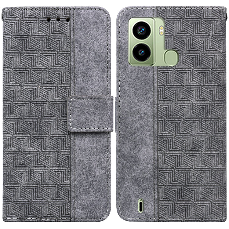 For Tecno Pop 6 Fingerprint Geometric Embossed Flip Leather Phone Case