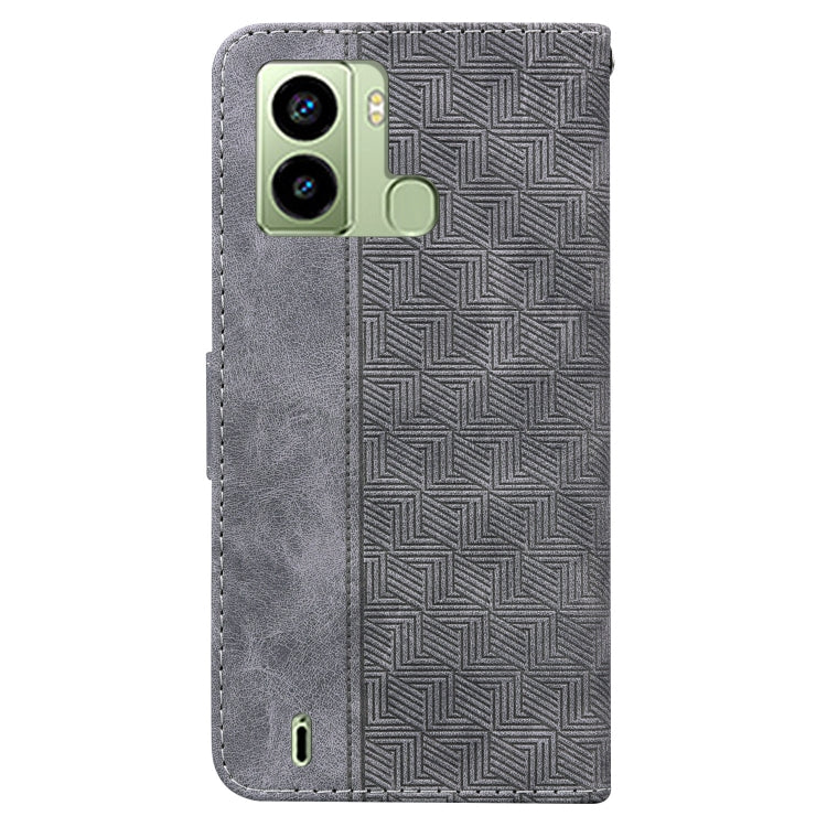 For Tecno Pop 6 Fingerprint Geometric Embossed Flip Leather Phone Case