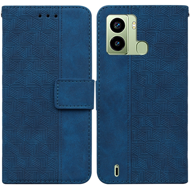 For Tecno Pop 6 Fingerprint Geometric Embossed Flip Leather Phone Case