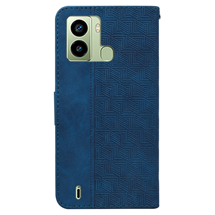 For Tecno Pop 6 Fingerprint Geometric Embossed Flip Leather Phone Case