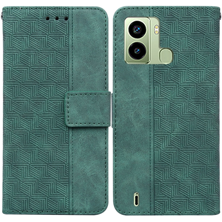 For Tecno Pop 6 Fingerprint Geometric Embossed Flip Leather Phone Case