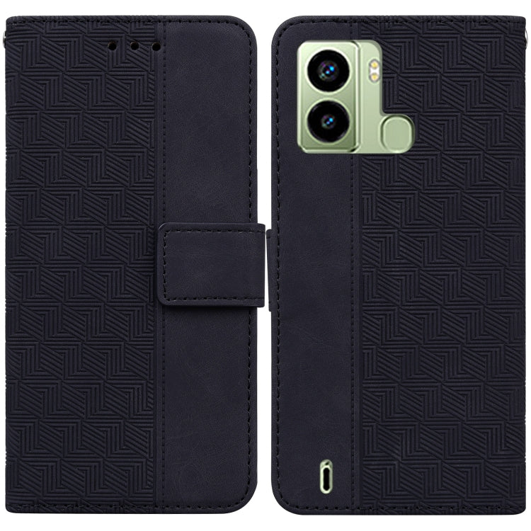 For Tecno Pop 6 Fingerprint Geometric Embossed Flip Leather Phone Case