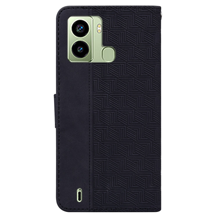 For Tecno Pop 6 Fingerprint Geometric Embossed Flip Leather Phone Case