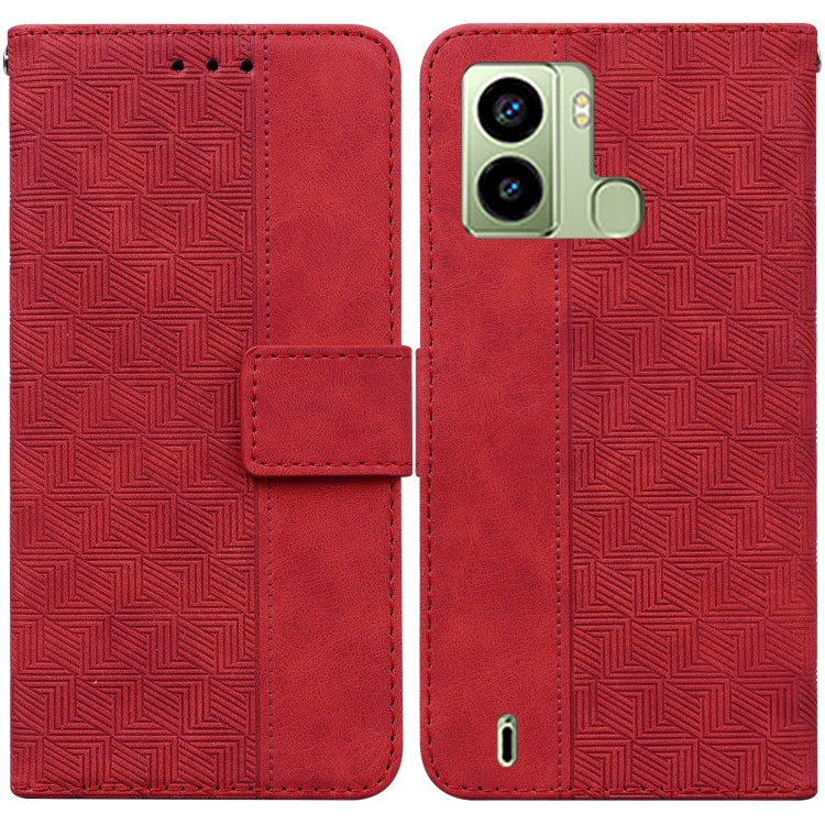 For Tecno Pop 6 Fingerprint Geometric Embossed Flip Leather Phone Case