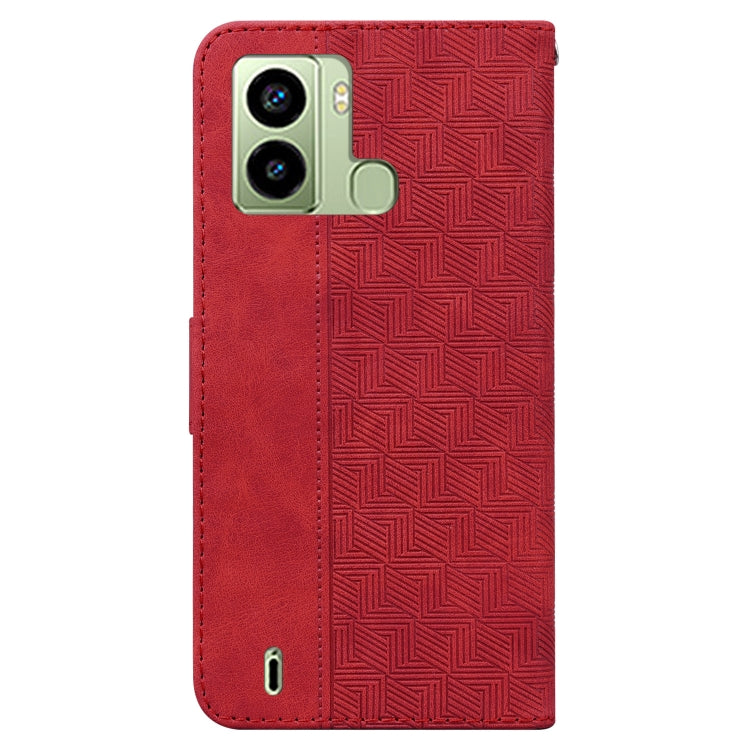 For Tecno Pop 6 Fingerprint Geometric Embossed Flip Leather Phone Case