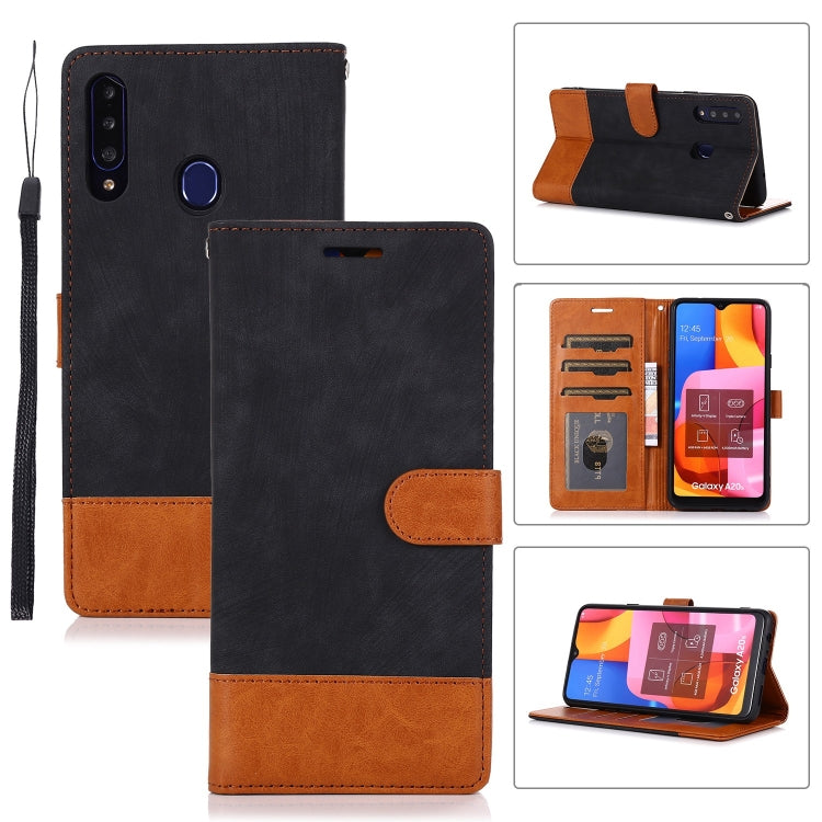 For Samsung Galaxy A20s Splicing Leather Phone Case