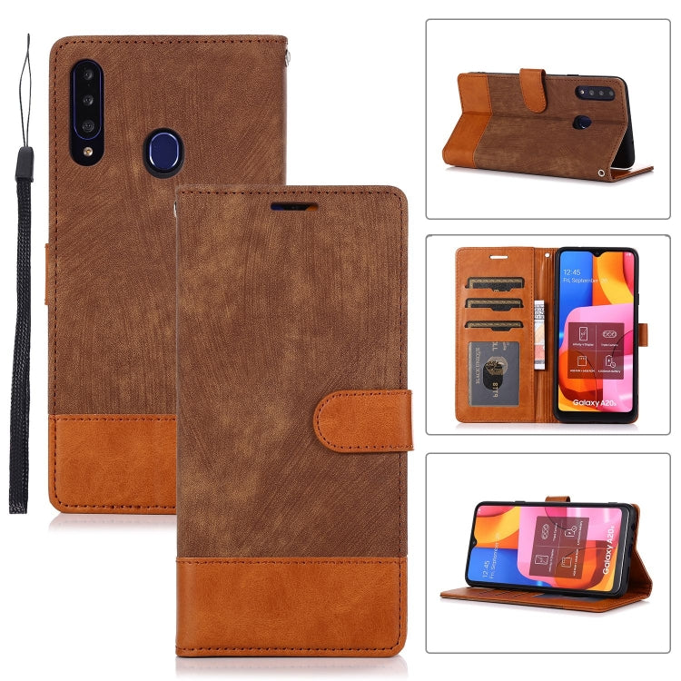 For Samsung Galaxy A20s Splicing Leather Phone Case