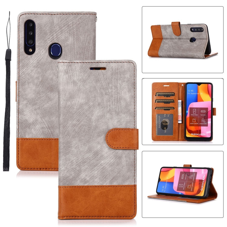 For Samsung Galaxy A20s Splicing Leather Phone Case