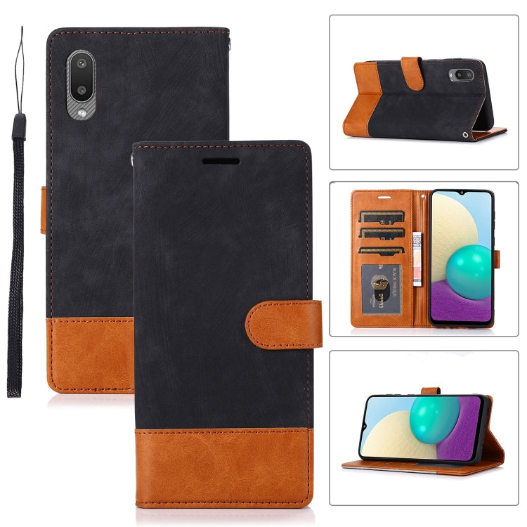For Samsung Galaxy A02 Splicing Leather Phone Case