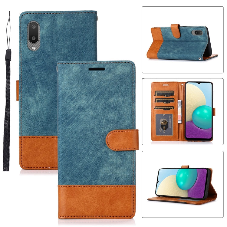 For Samsung Galaxy A02 Splicing Leather Phone Case