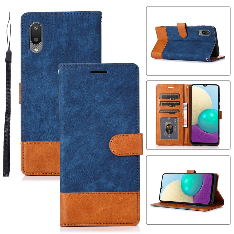 For Samsung Galaxy A02 Splicing Leather Phone Case