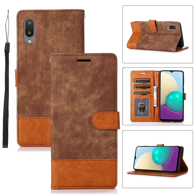 For Samsung Galaxy A02 Splicing Leather Phone Case