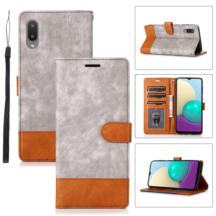 For Samsung Galaxy A02 Splicing Leather Phone Case