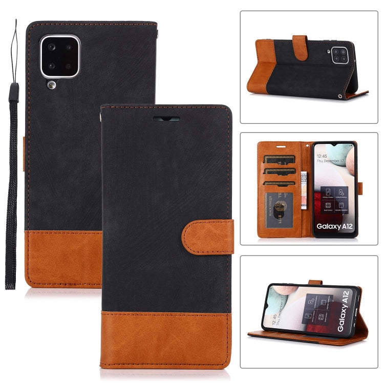For Samsung Galaxy A12 Splicing Leather Phone Case