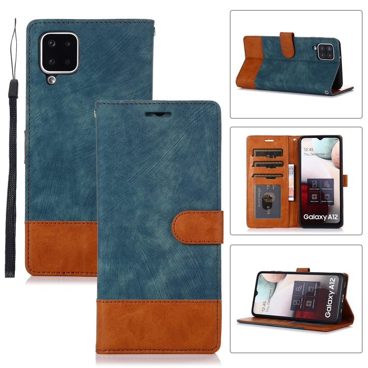 For Samsung Galaxy A12 Splicing Leather Phone Case