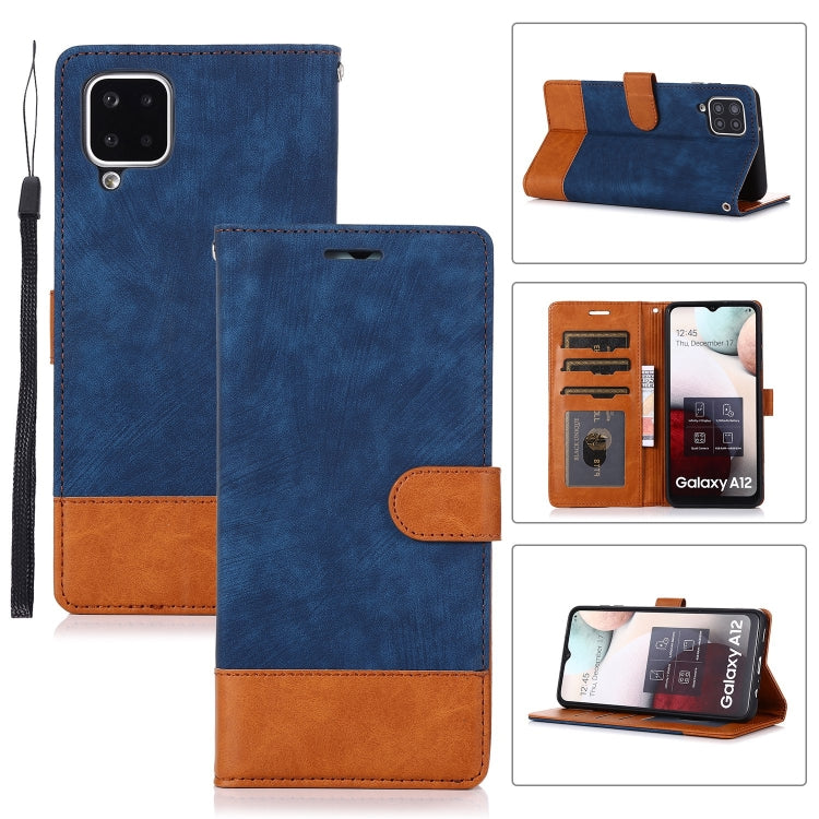 For Samsung Galaxy A12 Splicing Leather Phone Case