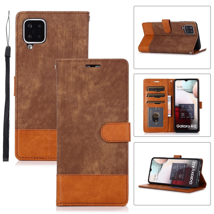 For Samsung Galaxy A12 Splicing Leather Phone Case