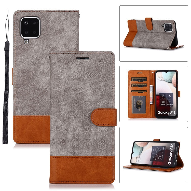 For Samsung Galaxy A12 Splicing Leather Phone Case
