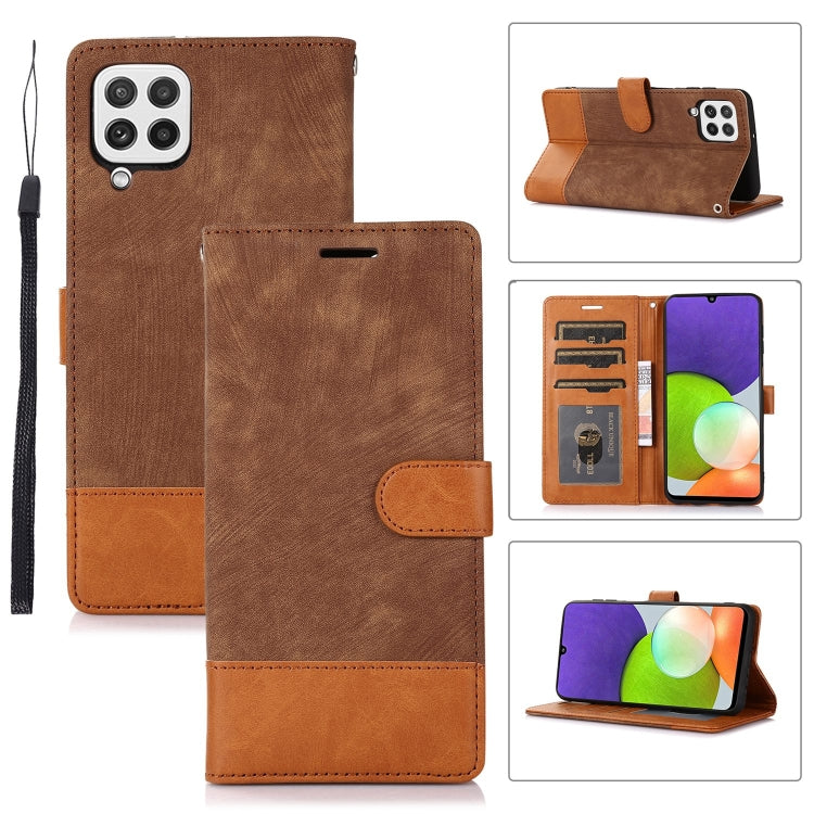 For Samsung Galaxy A22 4G Splicing Leather Phone Case