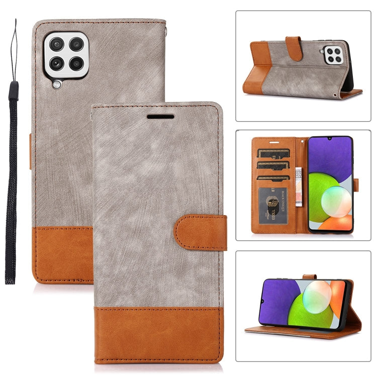 For Samsung Galaxy A22 4G Splicing Leather Phone Case