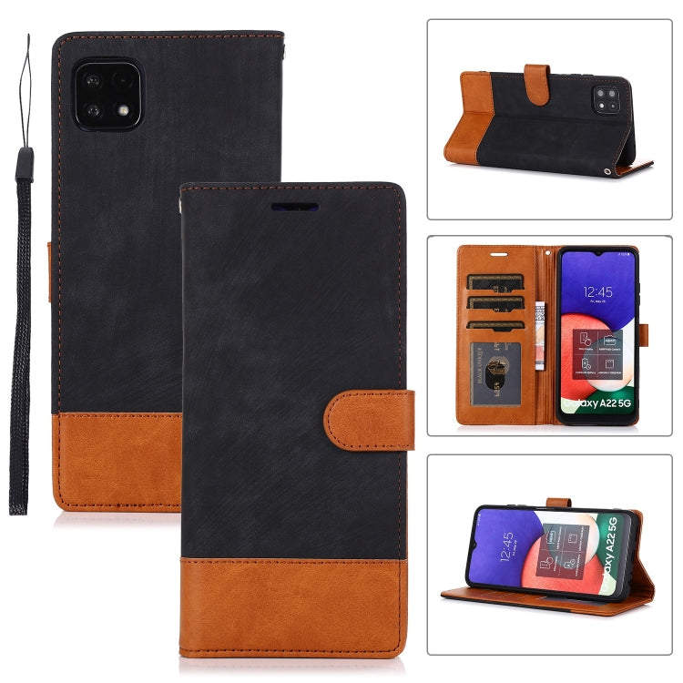 For Samsung Galaxy A22 5G Splicing Leather Phone Case