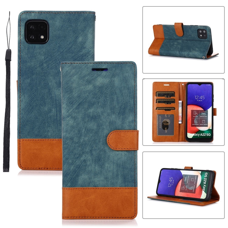 For Samsung Galaxy A22 5G Splicing Leather Phone Case
