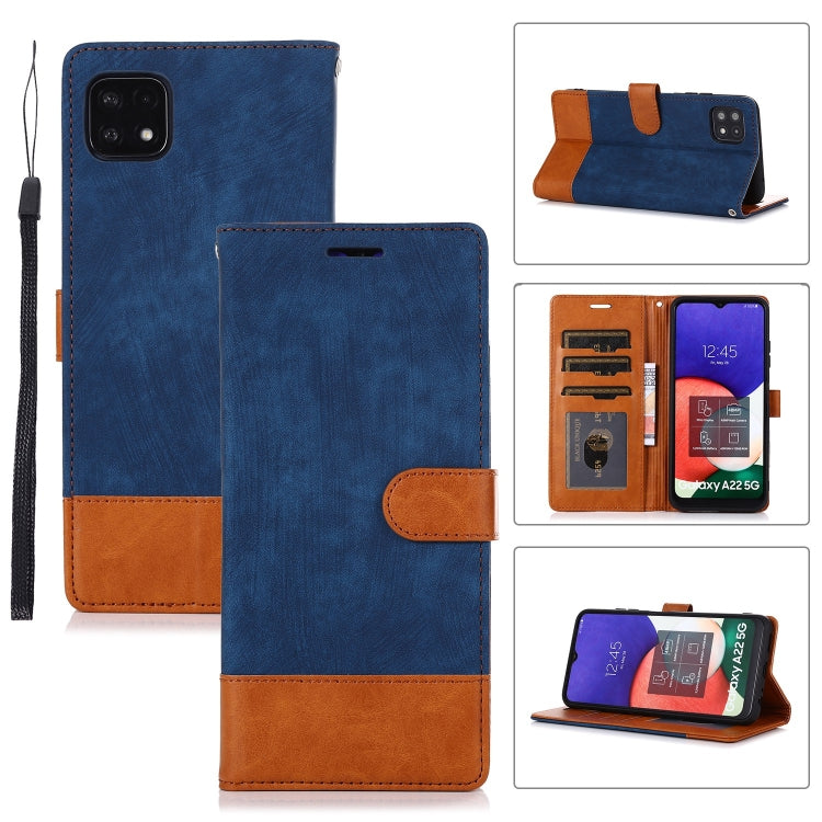 For Samsung Galaxy A22 5G Splicing Leather Phone Case
