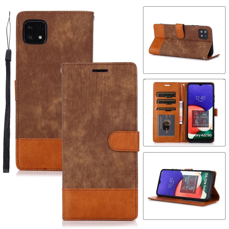 For Samsung Galaxy A22 5G Splicing Leather Phone Case