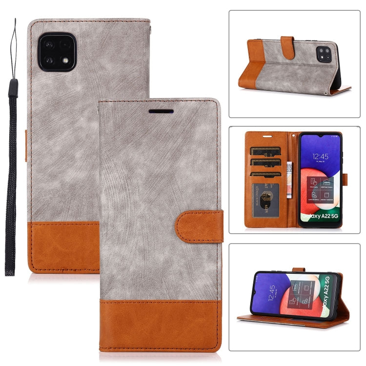 For Samsung Galaxy A22 5G Splicing Leather Phone Case