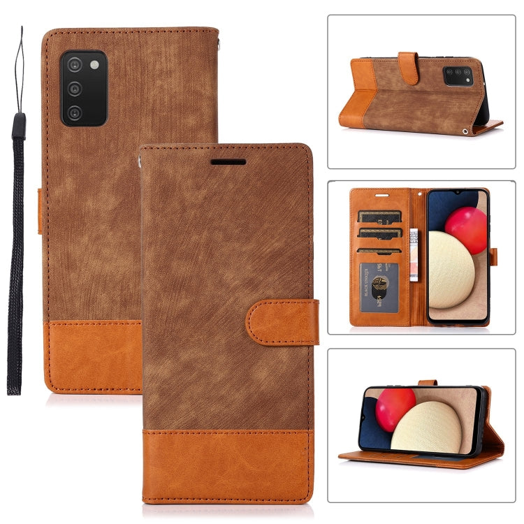 For Samsung Galaxy A03s Splicing Leather Phone Case
