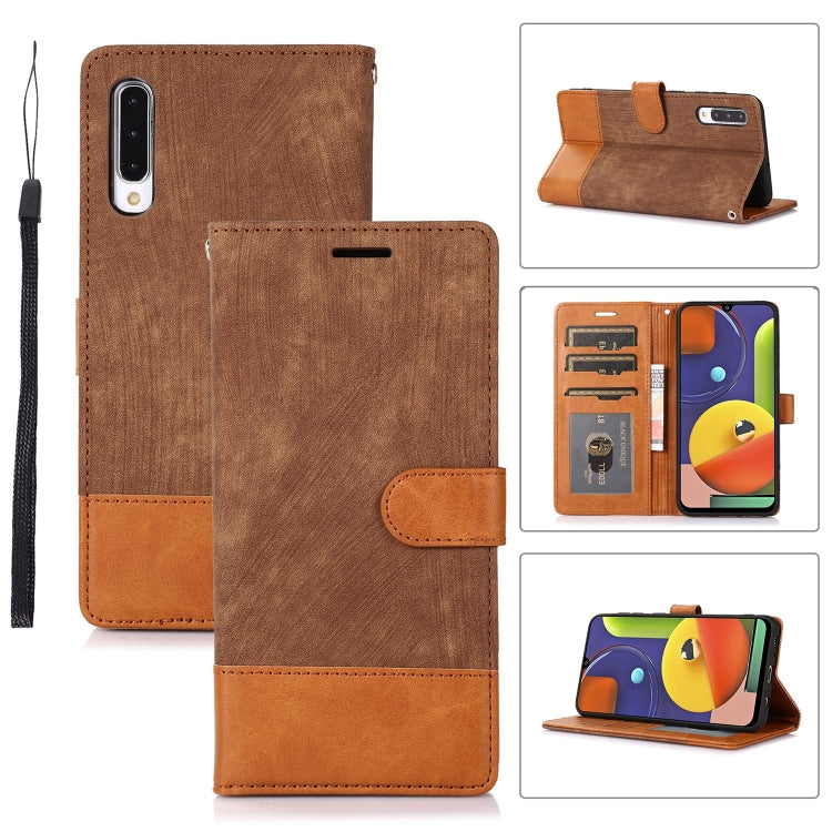 For Samsung Galaxy A50 Splicing Leather Phone Case