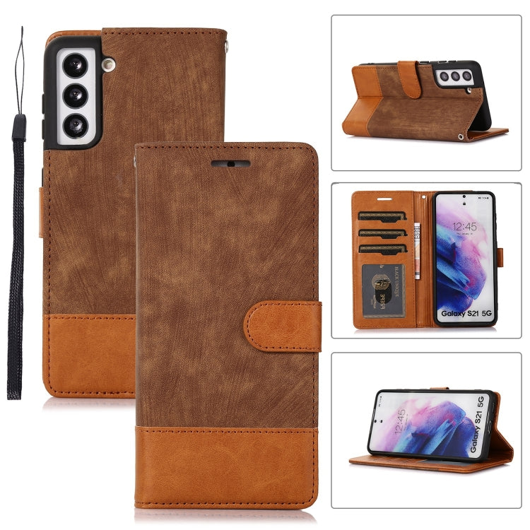 For Samsung Galaxy S21 5G Splicing Leather Phone Case