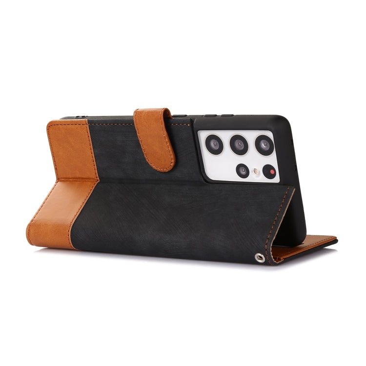 For Samsung Galaxy S21 Ultra 5G Splicing Leather Phone Case