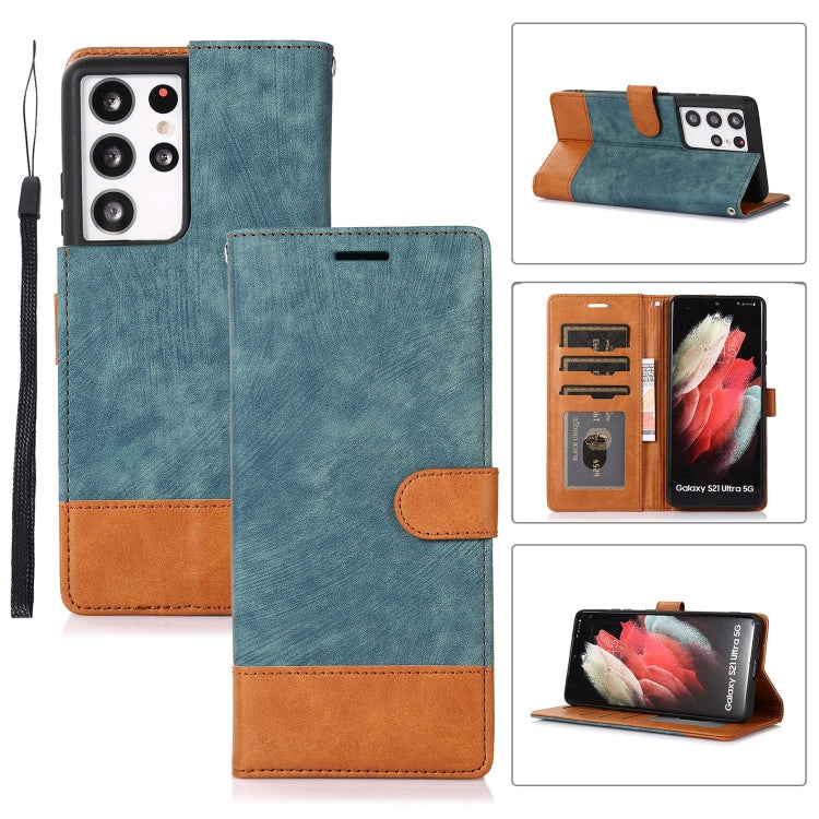For Samsung Galaxy S21 Ultra 5G Splicing Leather Phone Case