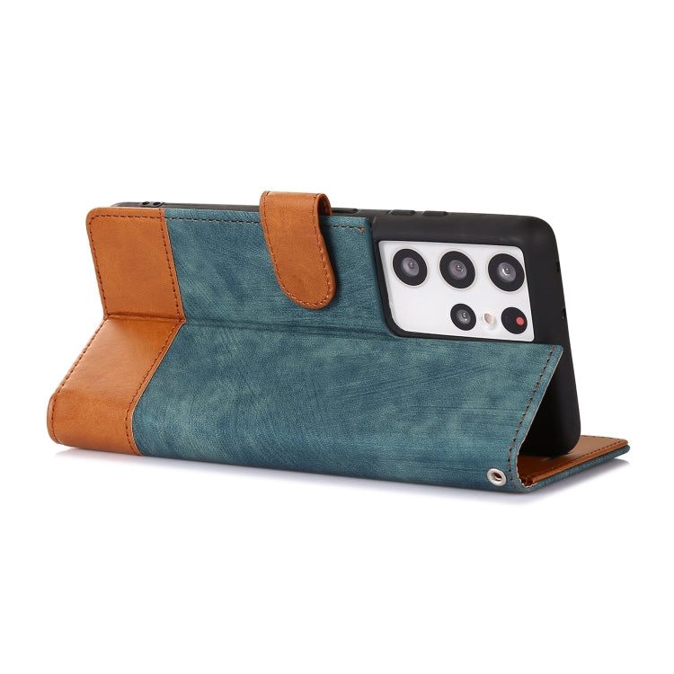 For Samsung Galaxy S21 Ultra 5G Splicing Leather Phone Case