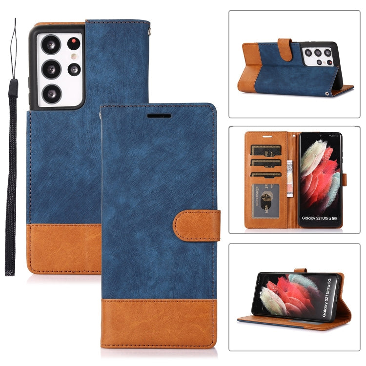 For Samsung Galaxy S21 Ultra 5G Splicing Leather Phone Case
