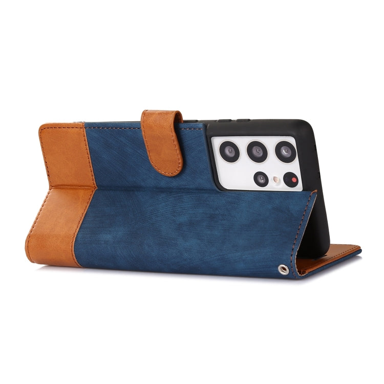 For Samsung Galaxy S21 Ultra 5G Splicing Leather Phone Case