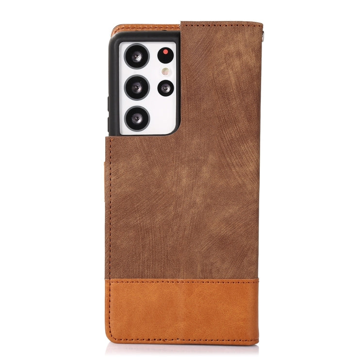 For Samsung Galaxy S21 Ultra 5G Splicing Leather Phone Case