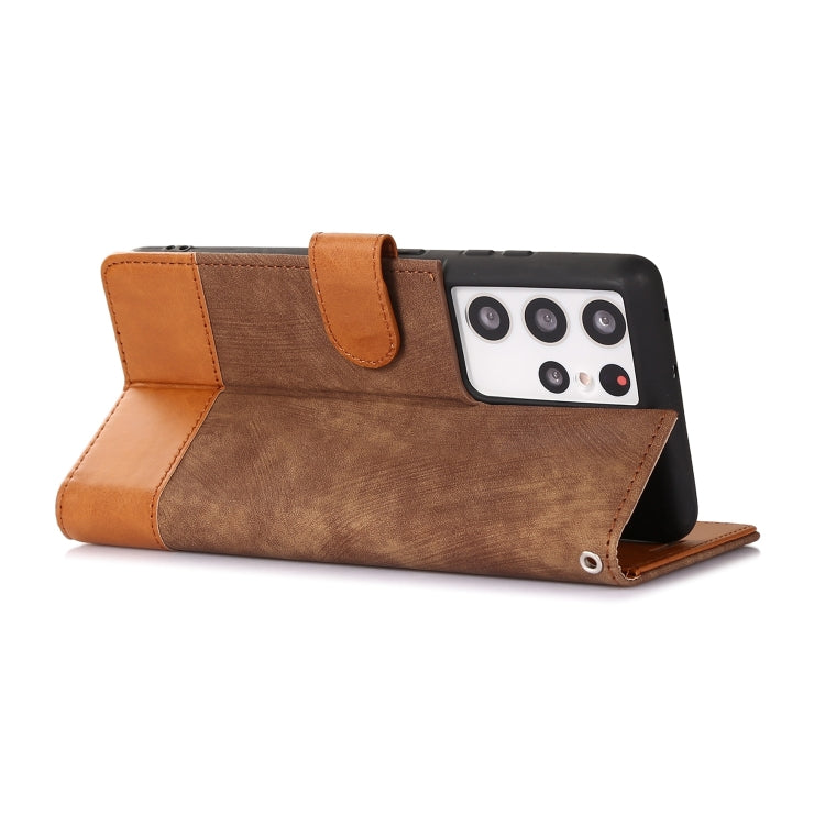 For Samsung Galaxy S21 Ultra 5G Splicing Leather Phone Case