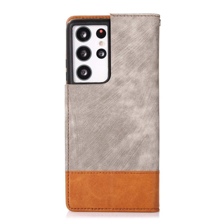 For Samsung Galaxy S21 Ultra 5G Splicing Leather Phone Case