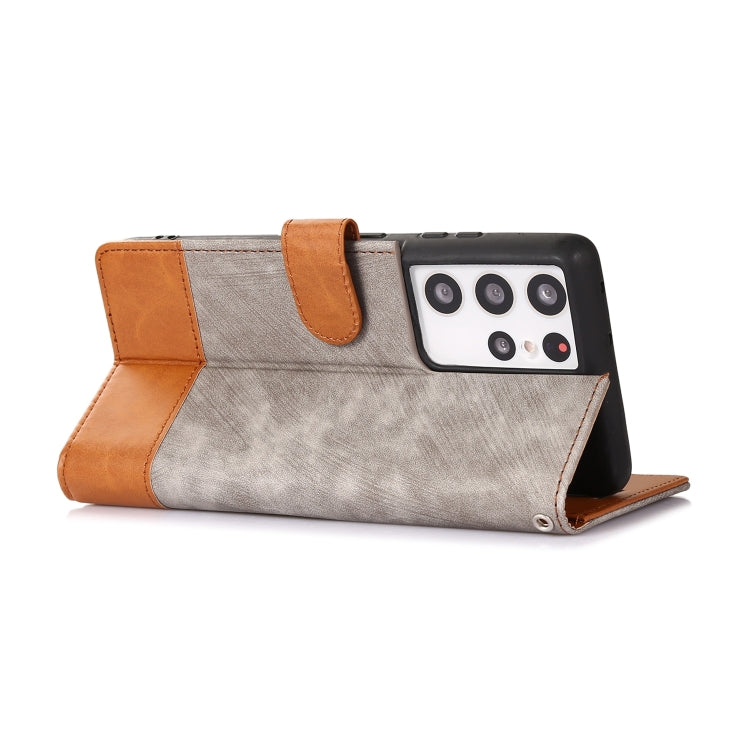 For Samsung Galaxy S21 Ultra 5G Splicing Leather Phone Case