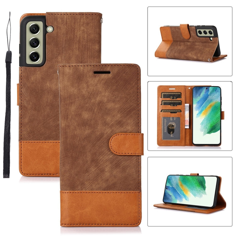 For Samsung Galaxy S21 FE 5G Splicing Leather Phone Case