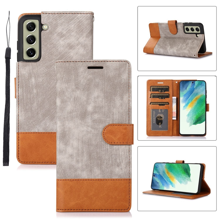 For Samsung Galaxy S21 FE 5G Splicing Leather Phone Case