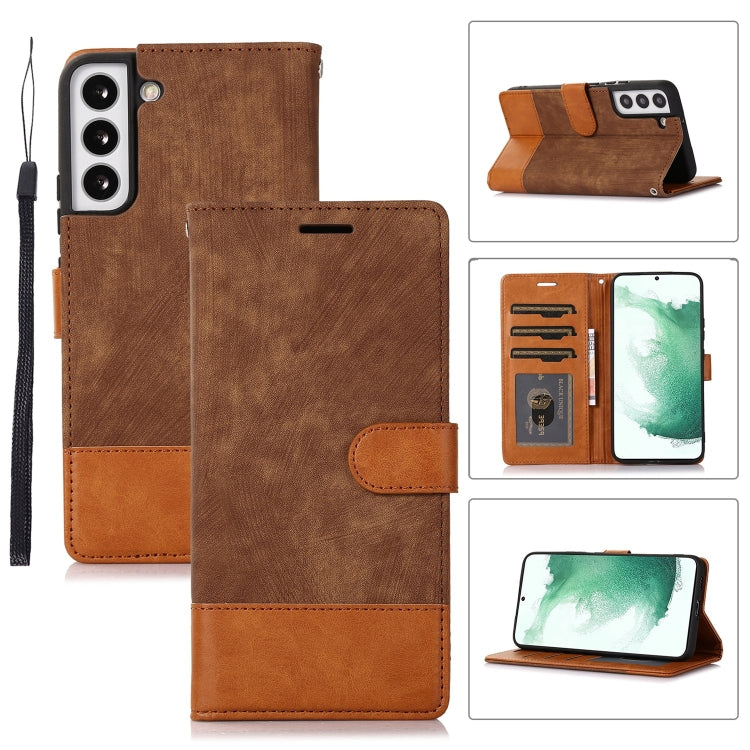 For Samsung Galaxy S22+ 5G Splicing Leather Phone Case