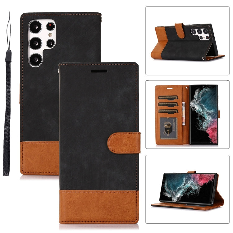 For Samsung Galaxy S22 Ultra 5G Splicing Leather Phone Case