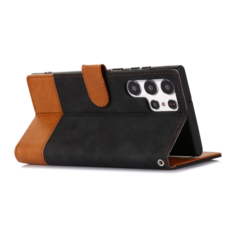 For Samsung Galaxy S22 Ultra 5G Splicing Leather Phone Case