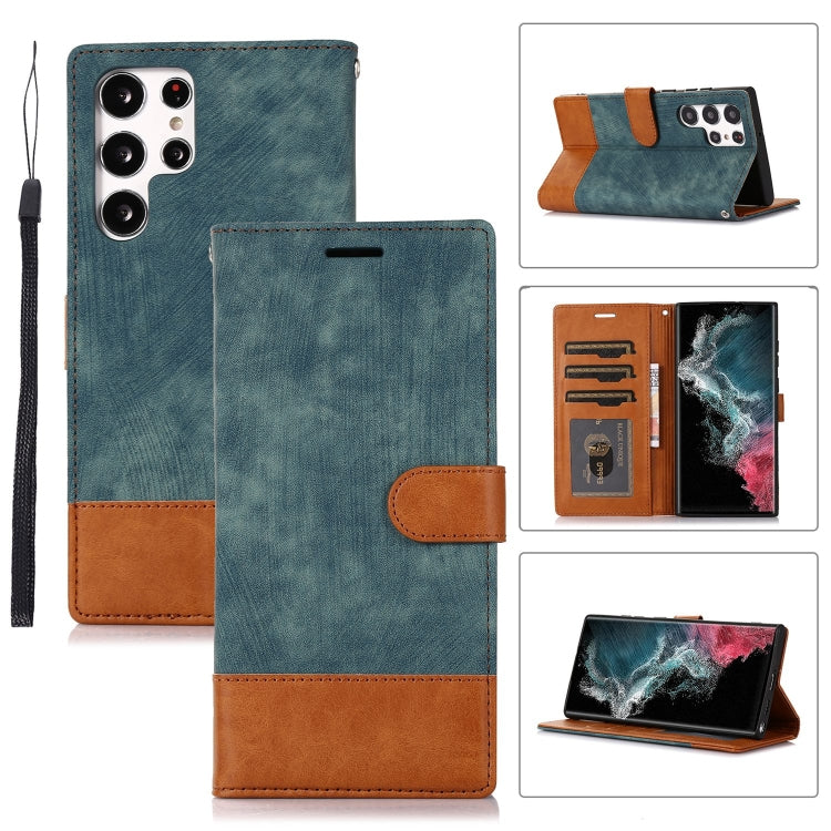 For Samsung Galaxy S22 Ultra 5G Splicing Leather Phone Case