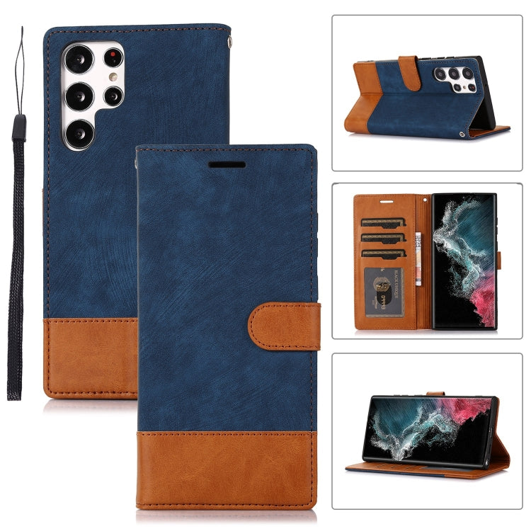 For Samsung Galaxy S22 Ultra 5G Splicing Leather Phone Case